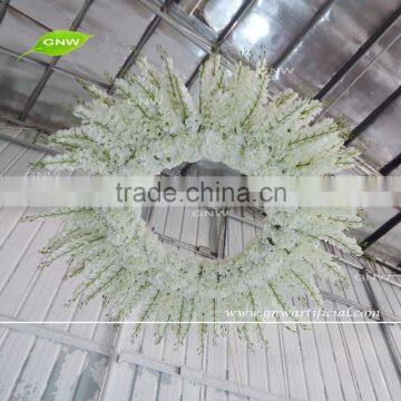 GNW FLD-Hanging 161026 Wedding ceiling decor white hydrangea and orchids Hanging flower halos