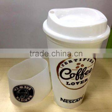 Hot and Cold Plastic Travel Coffee Cup With Lid and Silicone Band photo-4