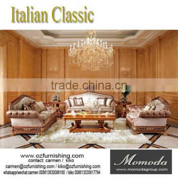 YB62 European style solid wood italian top fabric super luxury baroque antique living room 1+2+3 sofa