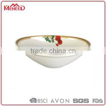 New houseware products durable beautiful floral rim deep melamine plastic bowl white