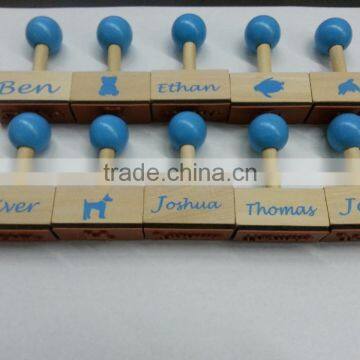 Custom Logo Kids DIY Craft Rubber Wooden Stamp With Ink Pad photo-3