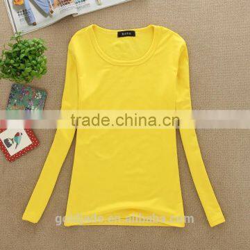 Lady Fashion 100%cotton Top Plain Women Long Sleeve t Shirt photo-2