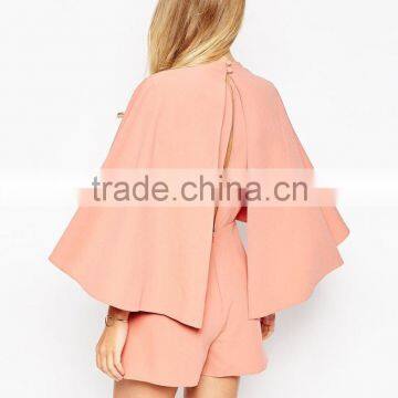 2015 China Factory OEM ODM Fashionable Customized Occasion Romper With Cape and Keyhole photo-2