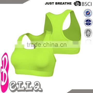 Shiny green fluorescence neon color hot sexy women sports bras