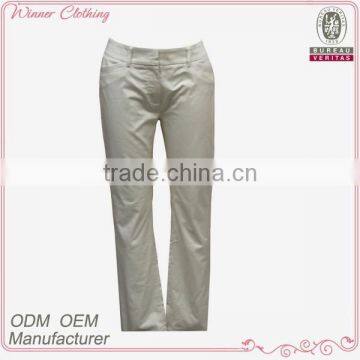 cotton/spandex satin cotton work trousers with low waist and solid color