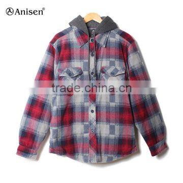 alibaba express wholesale hooded men fleece plaids jacket