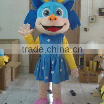 Blue Dragon Girl Mascot Costume/Plush Dragon Mascot Costume