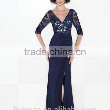 royal blue long sleeve deep v neck chiffon lace mother bridal dresses websites