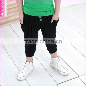 hot sale korean fashion boy pant, black casual 3/4 pant