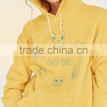 Hot Sale Popular Silence Noise Oui Nah Logo Printing Hoodie Sweatshirt Kangaroo Pocket Yellow Cute Hoody