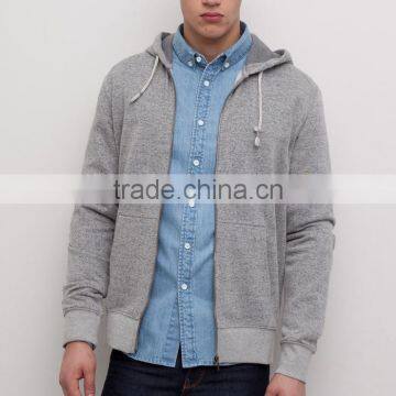 Plain gray long sleeve men hoodie jacket