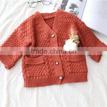 2-7 Years 2017 New Wholesale Cotton Full Sleeves Knitting Solid Sweater Long Kids Girls Coats (pick Size Color ) photo-3