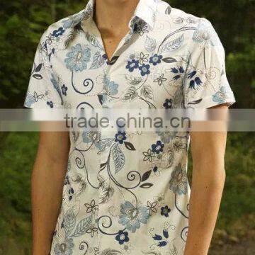 Korean style silm fit hawaiia shirts mens floral print hawaiian shirt