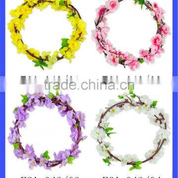 Wholesale Wedding Crown Plain Peach Floral Petals Headband Hair Accessories Flower Prom Girl Garland Tiara photo-6