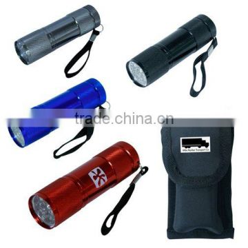 9 LED stuby flashlight. One colour print. Polyester pouch included.