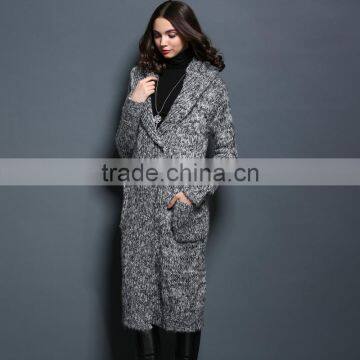 Korea Winter Long Coat Wholesale Knit Hooded Cardigan Women Sweater photo-4