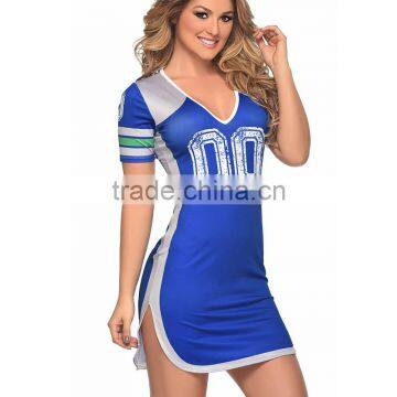 Football Soccer Dress Jersey Sports Wear Ladies Blue Cheerleading Uniforms photo-3