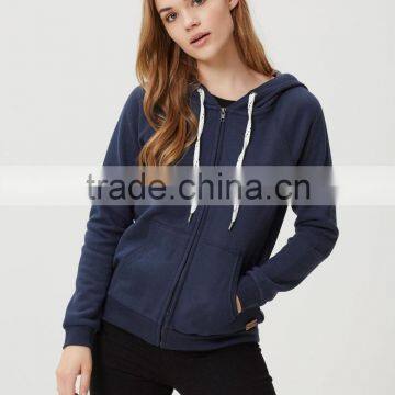 2016 Winter Wholesale Women 100% Cotton Plain Zip Hoodie Free Sample photo-3