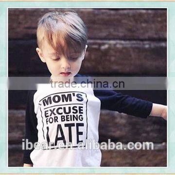 kids graphic raglan tee Little Beans Clothing Hipster toddler baby boy clothes Mom's excuse for being late boys graphic tee