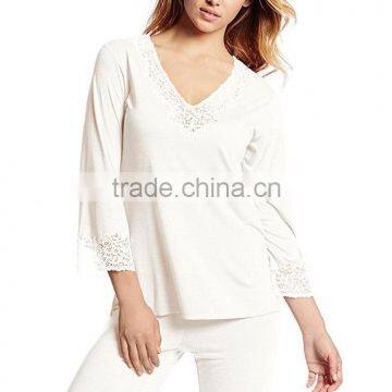 2017 Fashion Women's Family Cotton Pajama Set Sexy China Pyjamas Sleepwear Wholesale Custom Ladies Elegant Nightwear Sets photo-4