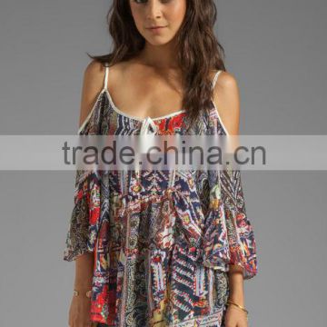 open shoulder poly top