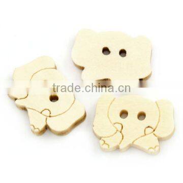 Wood Sewing Buttons Scrapbooking Elephant Head Natural 2 Holes 17x12mm photo-3