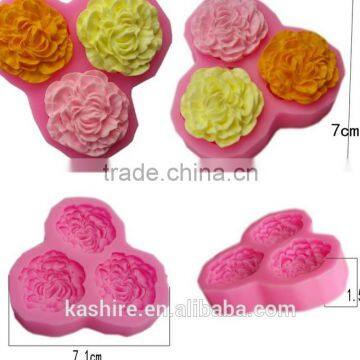 Three Carnations shaped silicone chocolate mould,soap mold,diy cake mould