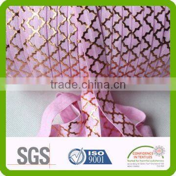 Custom Color Soft Nylon Fabric Gold Foil Print Elastic photo-3