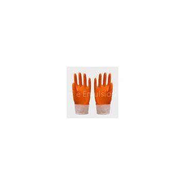 Waterproof Household Latex Gloves , Spray Flocklined Rubber Gloves