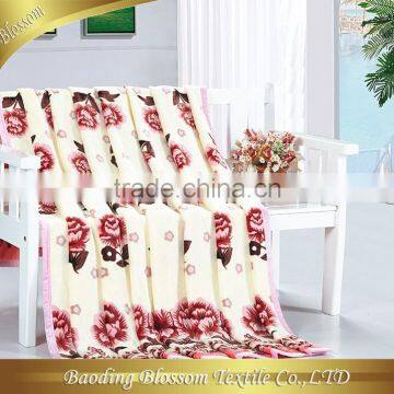 Polyester Microfiber Blanket HRM Bedding Set Peony Floral Printing Bedding Blanket Set China Fashion Vintage Quilt