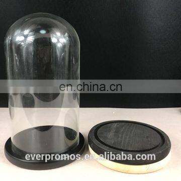 Wholesale High Quality Decoration Glass Bulbs Black Bottom Wooden Base Dome