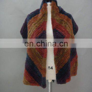 Fashion Rabbit Fur Knitted Shawl Five Colors Mixed - Hand Knitted (Style: #B186)