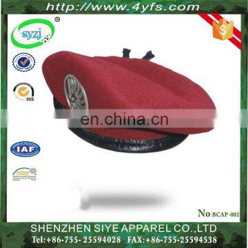 Red Color 100% wool Military Beret Cap