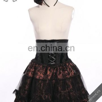 Gothic steampunk high waist skirt with headband bow