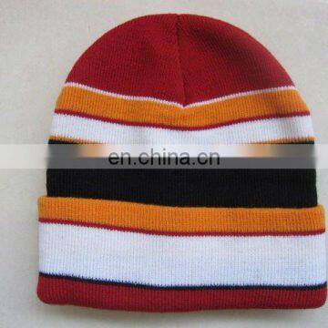 OEKO-TEX standard knitted stripe beanie with high elasticity