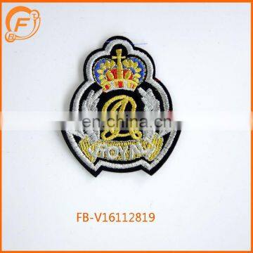 Crown Patch Custom Embroidery Gold Badge Fabric