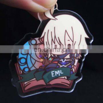 Transparent engraved acrylic badge with cartoon printed