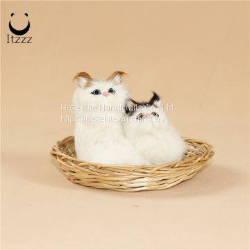 ITZZZ Lifelike Plush Furry Sitting Cat Realistic Pet Animal Figurine Home Decor Life Size Cat Model