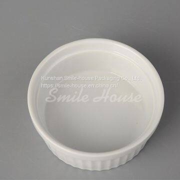 Hand-made round white dessert ceramic bowls