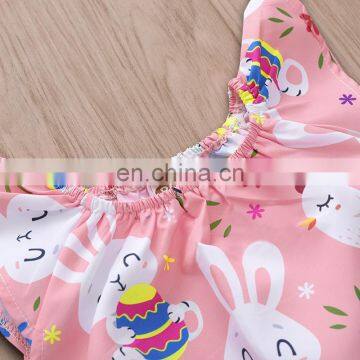 Easter Newborn Romper Baby Pink Rabbit Print Jumpsuit Short Sleeve photo-4
