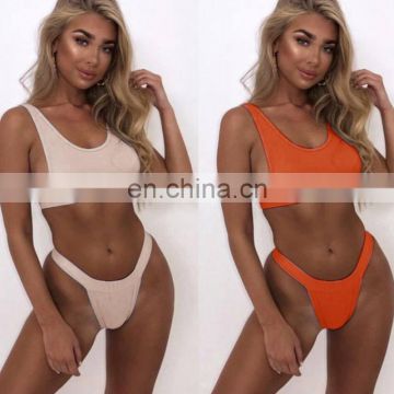 Brand 2019 Push Up Bikini Swimwear Women Swimsuit Solid White Bikinis Set Biquini Bathing Suit Women Bikinis Women 19C207