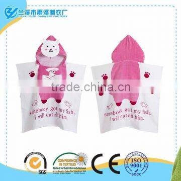 Embroidered High Quality 100% Cotton Kids Hooded Beach Towels Poncho