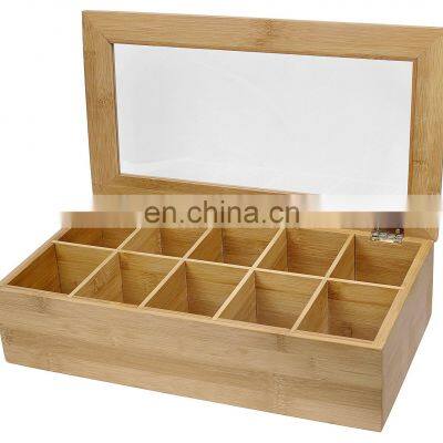 Hot sale packaging gift box wooden tea box with clear lid