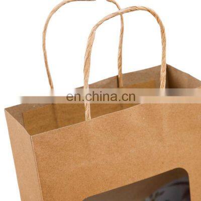 Kraft Brown Shopping Paper Kraft Gift Bags Clear Front With Window photo-5