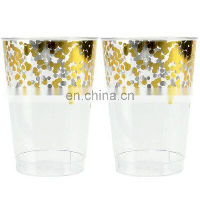 Gold Silver Rimmed Clear Hard Plastic Cup, Fancy Disposable Plastic Party Wedding Tumbler Cups photo-4