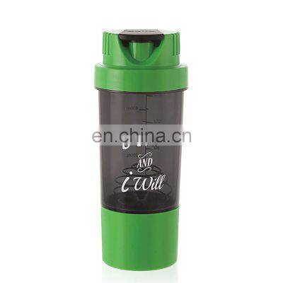 hot selling small  logo outdoor sublimation gym leak proof slim fitness shake neon colorful shake bottle with storage