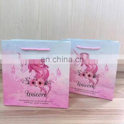 Hot sale Custom Fashionable lovely cartoon unicorn jewellery packaging mini paper gift bag