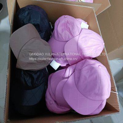 Diamond Quilting Genuine Lambskin Leather Baseball Caps photo-4