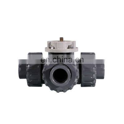 COVNA DN20 3/4 Inch 3 Way T Port Lever Operated PVC Plastic True Union Ball Valve photo-2
