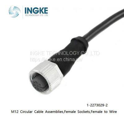 1-2273029-2,M12 Circular Cable Assemblies,Female Sockets,Female to Wire,4 Position,Unshielded,INGKE